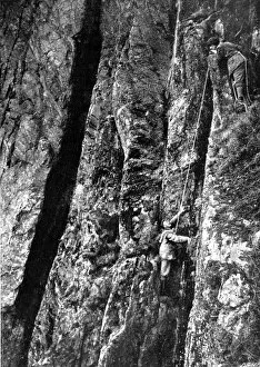 Pillar Collection: Climbers on the Pillar Rock, Ennerdale, Cumbria, 1912