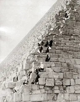 Pyramid Prints: Climbing the Great Pyramid of Giza, circa 1890 Egypt