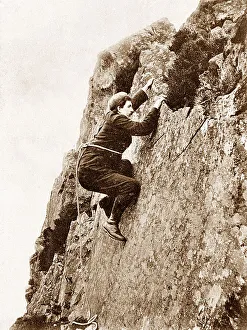 Climber Prints: Climbing Scawfell Hand Traverse Victorian period