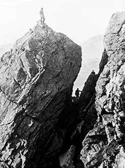 Climber Prints: Climbing Scawfell Pinnacle Victorian period