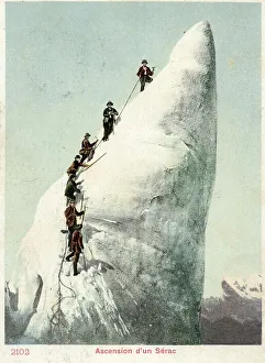 Climbers Prints: Climbing a Serac in the Alps