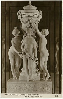 Earnest Gallery: Clock - Three Graces by E M Flaconet - Marble and Bronze