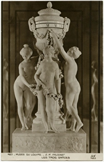 Rococo Collection: Clock - Three Graces by E M Flaconet - Marble and Bronze