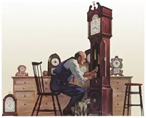 Grandfather Gallery: Clock Maker at Work Date: 1948