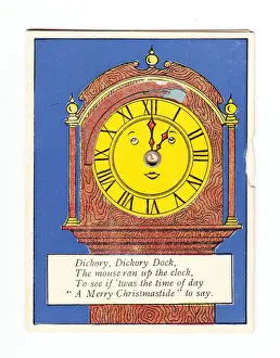 Hickory Prints: Clock with nursery rhyme on a Christmas card