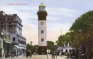 Rickshaw Collection: Clock tower, Chatham Street, Colombo, Ceylon (Sri Lanka)