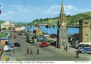 Quayside Prints: Clock Tower on Quay and River Suir, Waterford City