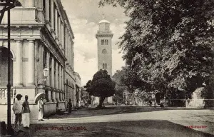 Rickshaws Prints: Clock tower, Queen Street, Colombo, Ceylon (Sri Lanka)