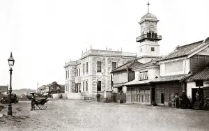 Yokohama Prints: Clock Tower, Yokohama, Japan, 1870s