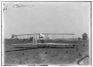 Brothers Prints: Close-up view of machine on launching track at Huffman Prair