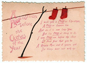 Prop Collection: Clothes prop with comic verse on a Christmas card