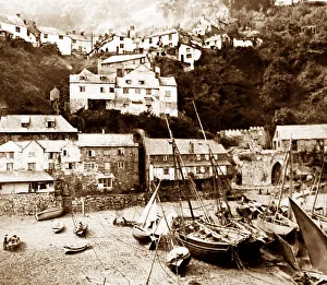 Clovelly Prints: Clovelly harbour, Victorian period