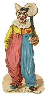Images Dated 6th September 2017: Clown with banjo on a Victorian scrap