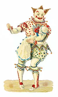 Hairstyle Gallery: Clown feeding a baby on a Victorian scrap