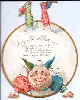 Socks Prints: Clown on a movable New Year card