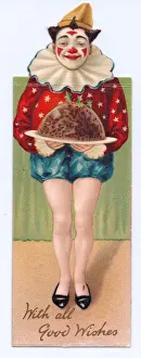Sprig Prints: Clown with pudding on a Christmas card