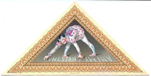 Triangular Gallery: Clown on a triangular Christmas card