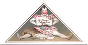 Clown on a triangular Christmas card