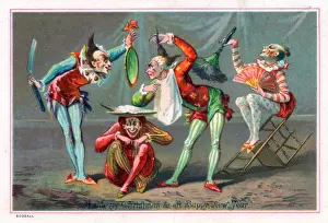 Razor Prints: Four clowns on a Christmas and New Year card