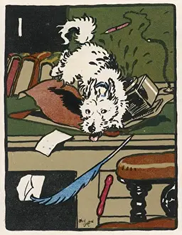 Jumps Prints: Clumsy Dog on Desk