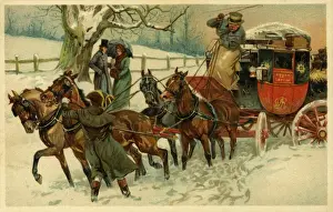 Dover Prints: Coach & horses in winter