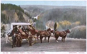 Wyoming Prints: Coaching party, Yellowstone National Park, USA