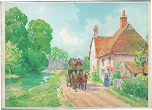Coaching Prints: Coaching/summer with river and cottage