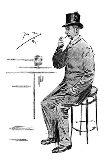 Coachman sat at the bar enjoying his pipe and his pint