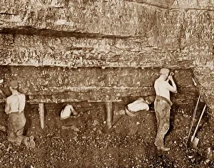 Coal face, miners