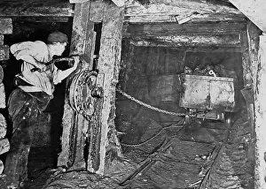 Haulage Prints: Coal miner using self-acting incline haulage early 1900s