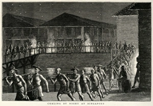 Images Dated 14th September 2017: Coaling by night at Singapore 1876