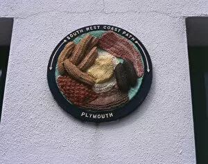 Tomato Collection: Coastal footpath plaque, Plymouth, Devon
