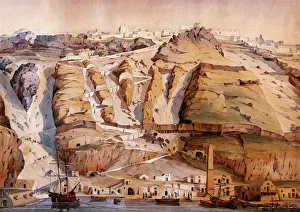 Pictures Now Gallery: Coastal View Santorin island, town of Phera, Greece 1838 Date: 1838