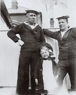 Coastguard Prints: Two coastguards and a little girl