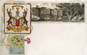 Devices Prints: The Coat of Arms of Buxton and view of Haddon Hall