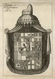 Surmounted Prints: Coat of Arms C. 18Th