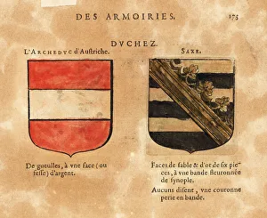 Escutcheon Prints: Coat of arms of the Duchies of Austria and Saxe