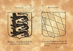 Escutcheon Prints: Coat of arms of the Duchies of Swabia and Bavaria, Germany