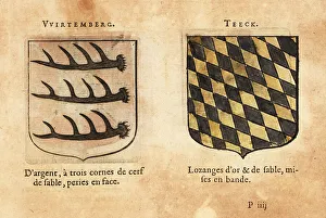 Escutcheon Prints: Coat of arms of the Duchies of Württemberg and Teck