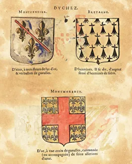 Escutcheon Prints: Coat of arms of the Duchy of Montpensier, Brittany and Montmoren