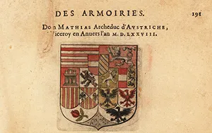 Escutcheon Prints: Coat of arms of Matthias, Holy Roman Emperor, Archduke of Austri