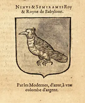Escutcheon Prints: Coat of arms of mythological figures King Ninus and Queen Semira