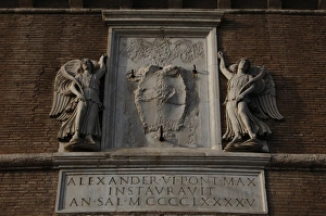 Images Dated 8th March 2009: Coat of arms of Pope Alexander Vi. Castle Sant Angelo. Rome