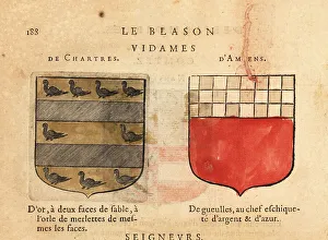 Escutcheon Prints: Coat of arms of the Vidames of:Chartres and Amiens