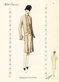 Haute Couture Prints: Coat dress of kasha wool with coloured satin ornaments