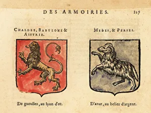 17th Century Prints: Coats of arms of Chaldea, Babylon and Assyria, and the Medes