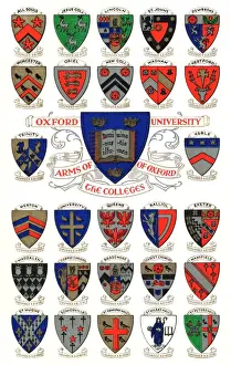 Universities Prints: Coats of arms of colleges at Oxford University