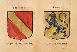 Escutcheon Prints: Coats of arms of the Counts of Tonnerre and Roussy