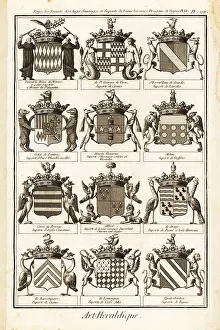 1763 Prints: Coats of arms with crests and supporters