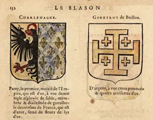 Coats of arms of Emperor Charlemagne and crusader Godfrey of Bou